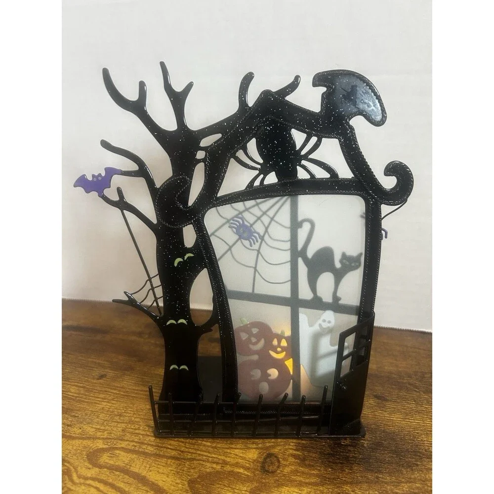 PartyLite Halloween Haunted Tree Candle Holder Cat Ghost Bat Pumpkin Decor